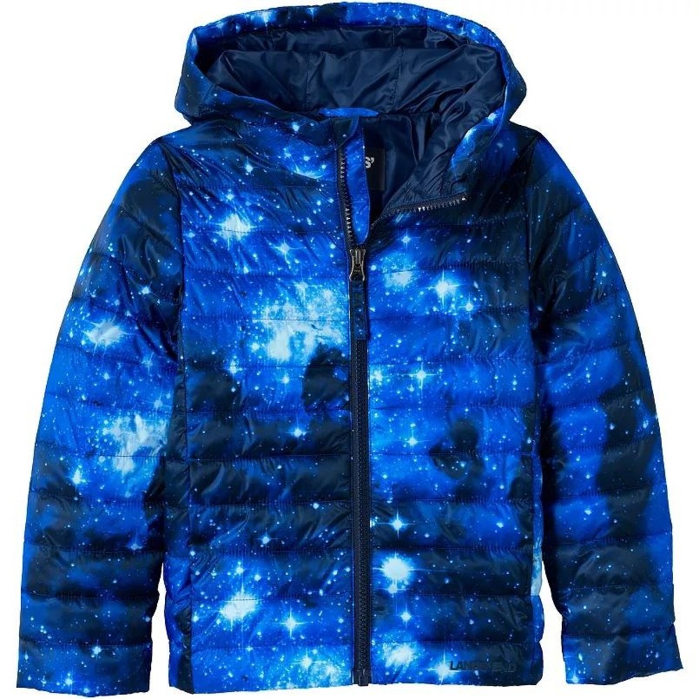 Lands' End Kids Boy Girl Hooded ThermoPlume Jacket Size Large 10-12 Galaxy